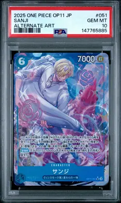 2025 ONE PIECE JAPANESE OP11-A FIST OF DIVINE SPEED ALTERNATE ART SANJI PSA 10 - Image 1