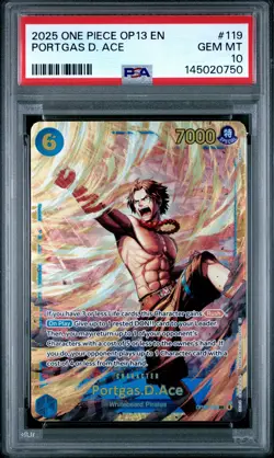 2025 ONE PIECE OP13-CARRYING ON HIS WILL #119 PORTGAS D. ACE PSA 10 - Image 1