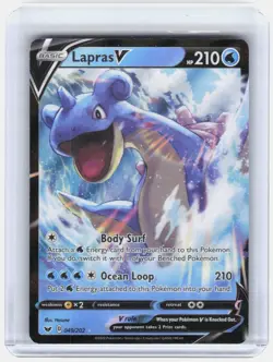 Pokemon TCG Lapras v Sword & Shield Base Set Holo Ultra Rare Card 049/202 *LP* - Image 1
