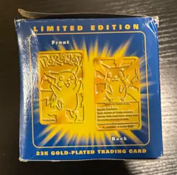 1999 Pokemon Pikachu 23K Gold Plated Trading Card inc/ ball, box, COA (Opened) - Image 2