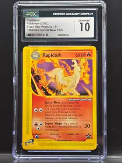 Rapidash 2002 Pokemon Black Star Promos - 51 Pokemon Center New York CGC 10 Gem - Image 1