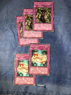Yugioh Gift Card TAEV-EN078 2x 1st Ed + 3 Bad Reaction - Image 1