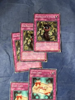 Yugioh Gift Card TAEV-EN078 2x 1st Ed + 3 Bad Reaction - Image 2