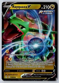 Rayquaza V 110/203 Holo V Rare Evolving Skies Pokemon Near Mint - Image 1