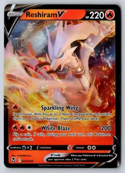 Reshiram V 024/195 Holo V Rare Silver Tempest Pokemon Near Mint - Image 1