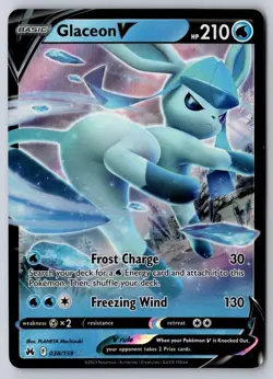 Glaceon V 038/159 Holo V Rare Crown Zenith Pokemon - Image 1