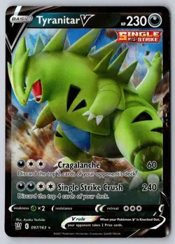 Tyranitar V 097/163 Holo V Rare Battle Styles Pokemon Near Mint - Image 1