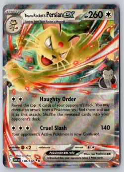 Team Rocket's Persian ex 150/182 Double Rare Destined Rivals Pokemon Near Mint - Image 1