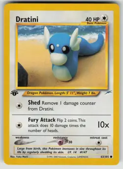 Dratini 63/105 Common Neo Destiny Pokemon 1st Edition Lightly Played - Image 1