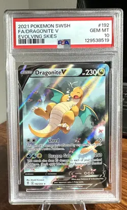 Pokemon 2021 Dragonite V 192/203 Alt Art Evolving Skies GEM MINT PSA 10 - Image 1
