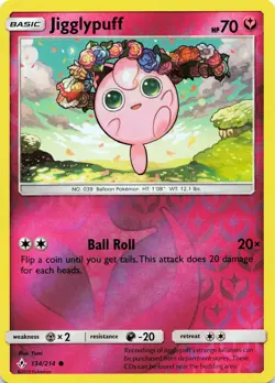 POKEMON Jigglypuff #134/214 Reverse Holo SM - Unbroken Bonds NM - Image 1