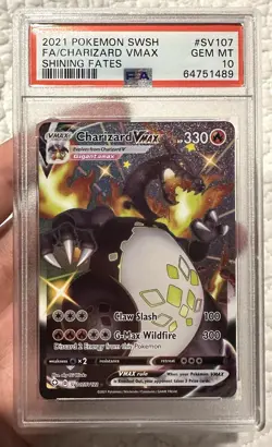2021 POKEMON SWORD & SHIELD SHINING FATES #SV107 FULL ART/CHARIZARD VMAX PSA 10 - Image 1