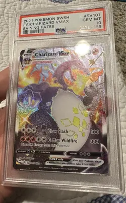 2021 POKEMON SWORD & SHIELD SHINING FATES #SV107 FULL ART/CHARIZARD VMAX PSA 10 - Image 2