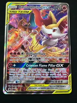 Pokemon TCG Charizard & Braixen GX Tag Team Sun & Moon Full Art Promo SM230 - Image 1