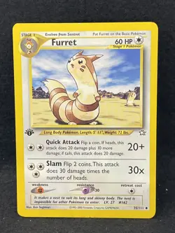 Furret 35/111 Uncommon Neo Genesis Pokemon LP - Image 1