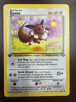 1st Edition Eevee 51/64 Jungle Set Rare Vintage 1999 Pokemon Card LP - Image 1