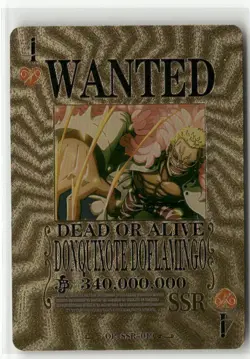 DONQUIXOTE DOFLAMINGO One Piece Anime GOLD FOIL FAN ART Custom Collectible Card - Image 1