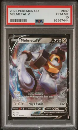 PSA 10 - Pokemon Card - Pokemon GO 047/078 - MELMETAL V (holo-foil) - GEM MINT - Image 1