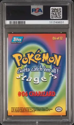 1999 TOPPS POKEMON CHARIZARD #6 MOVIE EDITION (1st PRINT BLUE LOGO) - PSA 8 - Image 2