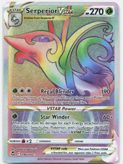 Serperior VSTAR 196/195 Rainbow Rare Silver Tempest Pokemon Near Mint - Image 1