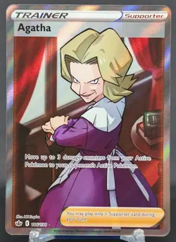 Pokemon Agatha #186/198 English Chilling Reign Ultra Rare Full Art - Image 1