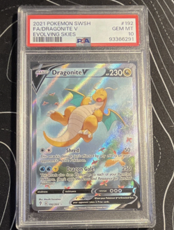 Pokemon Dragonite V Evolving Skies Full Alt Art #192 PSA 10 Gem Mint - Image 1