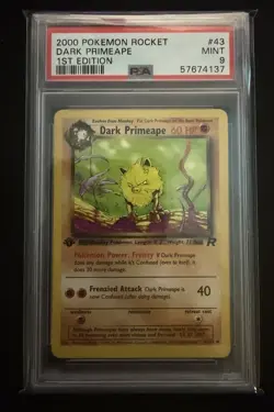 2000 Pokemon Team Rocket 1st Edition Dark Primeape 43/82 PSA 9 Mint - Image 1