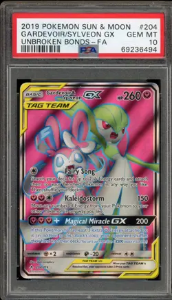 Pokemon Gardevoir & Sylveon GX Unbroken Bonds Full Art #204 PSA 10 Gem Mint - Image 1