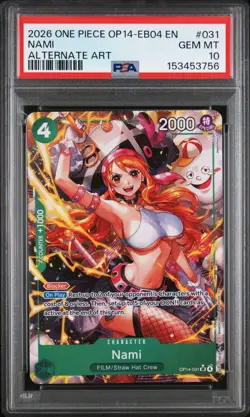 2026 ONE PIECE OP14 EB04 #031 AZURE SEA'S SEVEN NAMI ALT ART PSA 10 GEM MINT - Image 1