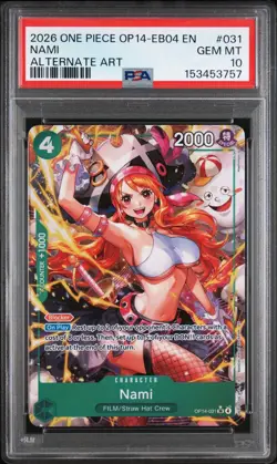 2026 ONE PIECE OP14 EB04 #031 AZURE SEA'S SEVEN NAMI ALT ART PSA 10 GEM MINT - Image 1