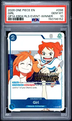 2026 ONE PIECE OP14 #096 AZURE SEA'S SEVEN GIRL RELEASE EVENT WINNER PSA 10 - Image 1