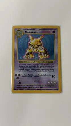 Pokemon Alakazam TCG Holo Rare Card 001/102 Base Set Shadowless - Image 1