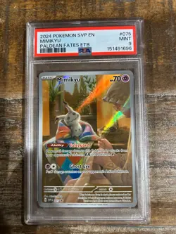 Pokemon 2024 16 SVP En Promo Paldean Fates ETB MIMIKYU #075 PSA 9 Mint RARE - Image 1