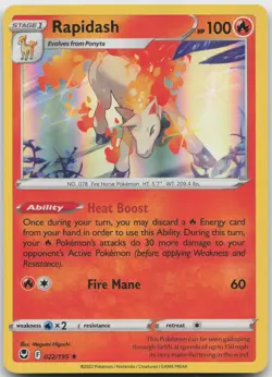 Rapidash 022/195 Holo Rare Silver Tempest Pokemon Holo Near Mint - Image 1