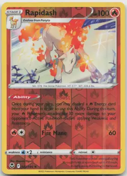 Rapidash 022/195 Holo Rare Silver Tempest Pokemon Reverse Holo Near Mint - Image 1