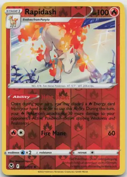 Rapidash 022/195 Holo Rare Silver Tempest Pokemon Reverse Holo Near Mint - Image 1