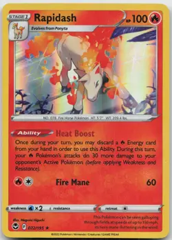Rapidash 022/195 Holo Rare Silver Tempest Pokemon Holo Near Mint - Image 1