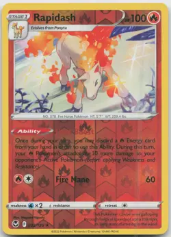 Rapidash 022/195 Holo Rare Silver Tempest Pokemon Reverse Holo Near Mint - Image 1