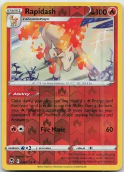 Rapidash 022/195 Holo Rare Silver Tempest Pokemon Reverse Holo Near Mint - Image 1