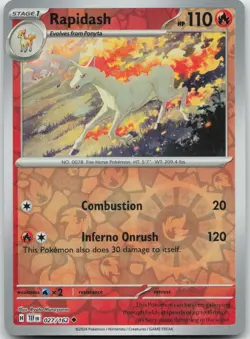Rapidash 027/162 Uncommon Temporal Forces Pokemon Reverse Holo Near Mint - Image 1