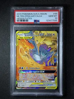 2019 Pokemon Sun and Moon Moltres, Zapdos, Articuno GX 44/68 PSA 10 - Image 1