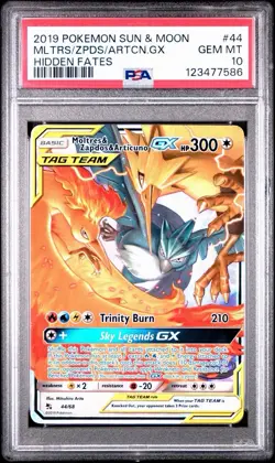 2019 Pokemon Sun and Moon Moltres, Zapdos, Articuno GX 44/68 PSA 10 - Image 4