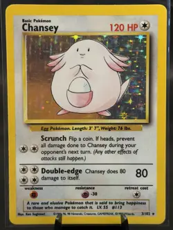 Pokemon TCG Base Set Chansey 003/102 Holo Rare Unlimited EN 120HP - Image 2