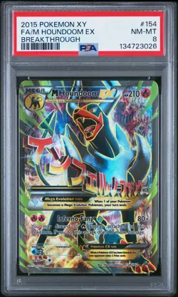 2015 POKEMON XY BREAKTHROUGH #154 FULL ART/M HOUNDOOM EX PSA 8 - Image 1
