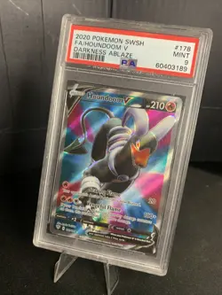 2020 POKEMON SWORD & SHIELD DARKNESS ABLAZE #178 FULL ART/HOUNDOOM V PSA 9 - Image 3