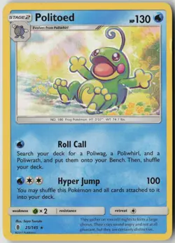 Politoed 25/145 Holo Holo Rare Guardians Rising Pokemon Lightly Played - Image 1