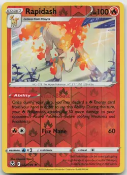 Rapidash 022/195 Holo Rare Silver Tempest Pokemon Reverse Holo Near Mint - Image 1
