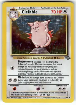 Clefable 1/64 Holo Rare 1999 Jungle Pokemon Unlimited NM/LP - Image 1