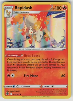 RAPIDASH 022/195 HOLO RARE SILVER TEMPEST POKEMON HOLO NEAR MINT - Image 1