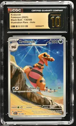 Pokemon GRADED Krokorok 136/086 Black Bolt IR PRISTINE 10 CGC ENGLISH - Image 1